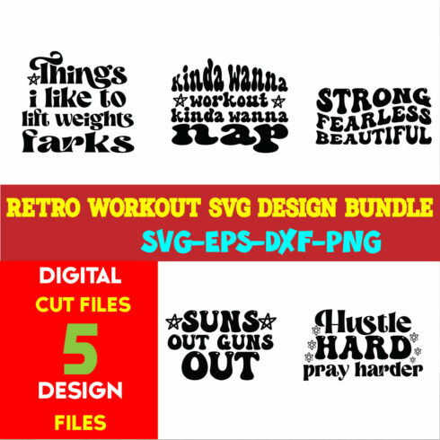 Retro Workout T-shirt Design Bundle Volume-01 cover image.