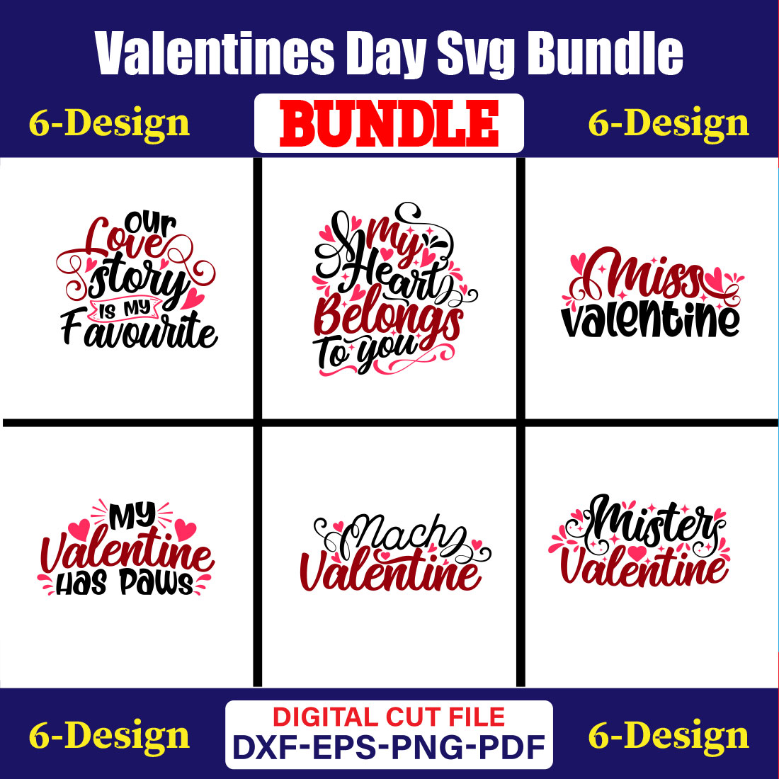 Valentines Day T-shirt Design Bundle Vol-50 cover image.