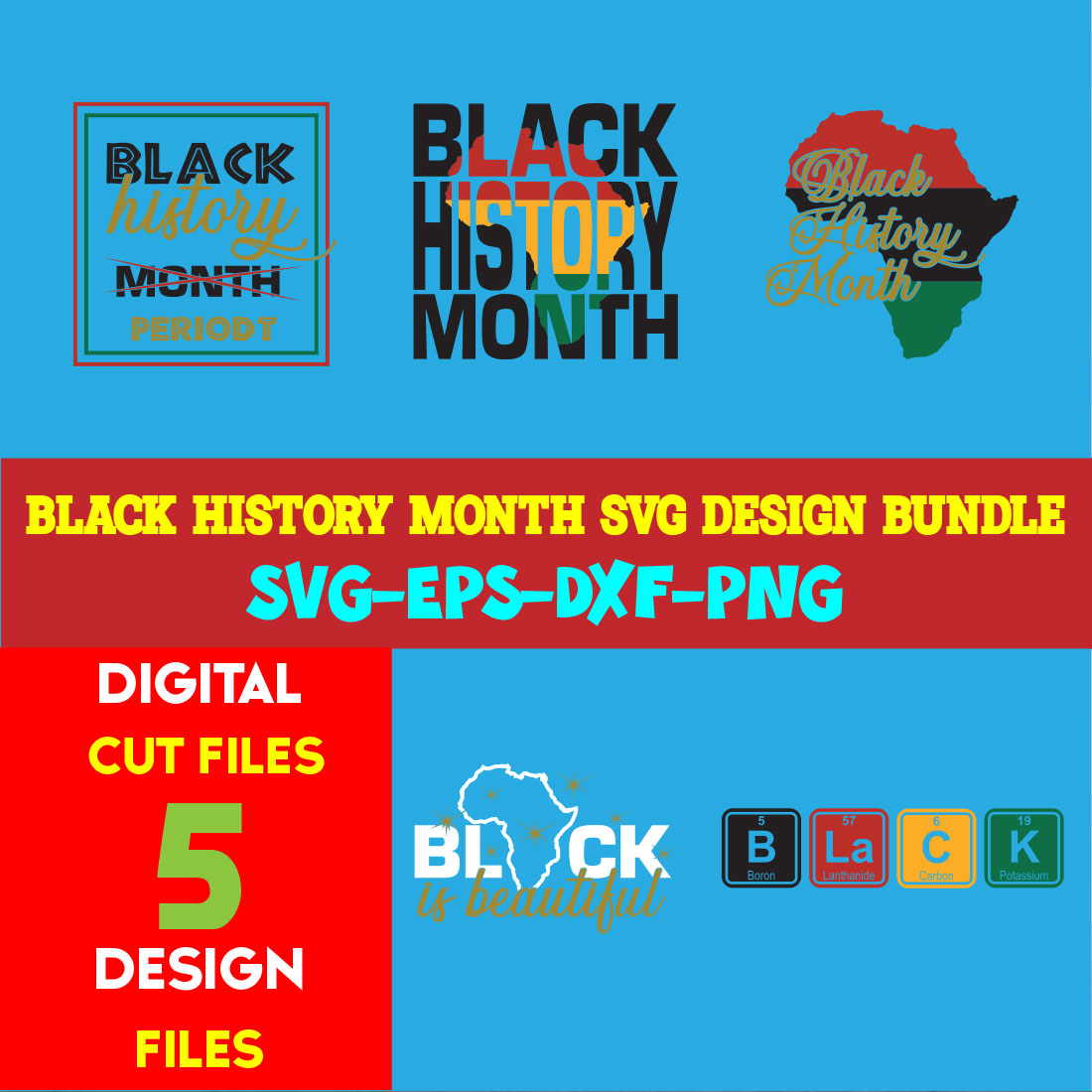 Black History Month T-shirt Design Bundle Volume-01 cover image.