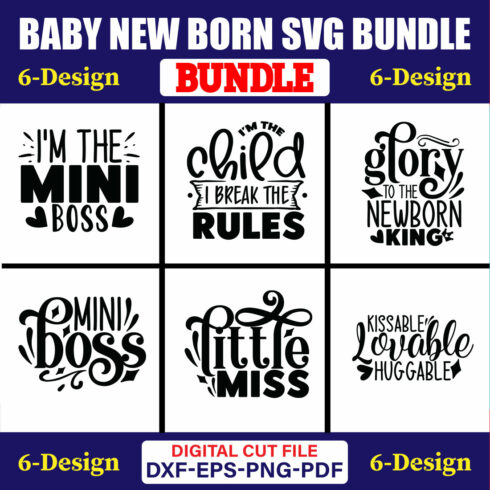 Baby New Born SVG T-shirt Design Bundle Vol-02 cover image.