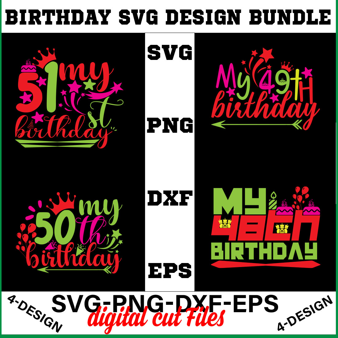 birthday svg design bundle Happy birthday svg bundle hand lettered birthday svg birthday party svg Volume-13 cover image.