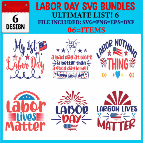 Labor Day SVG 06 T-shirt Design Bundle cover image.