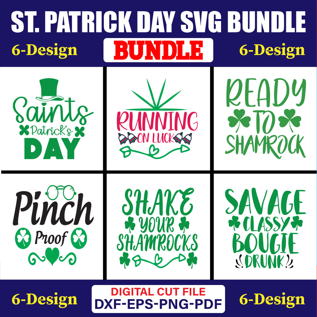 St Patrick Day SVG T-shirt Design Bundle Vol-30 cover image.