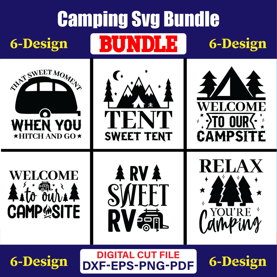 Camping T-shirt Design Bundle Vol-4 cover image.