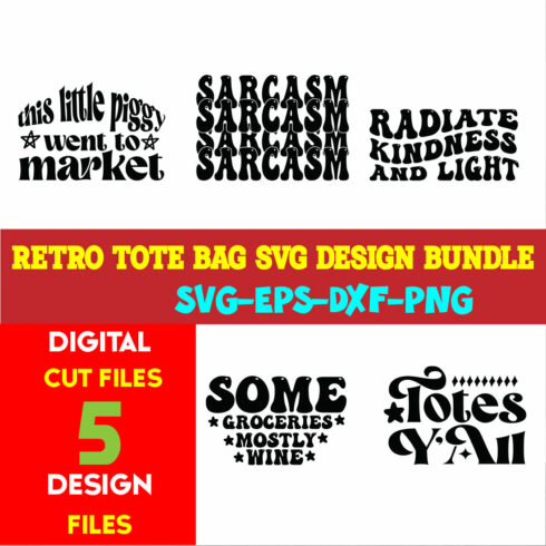 Retro Tote Bag T-shirt Design Bundle Volume-03 cover image.