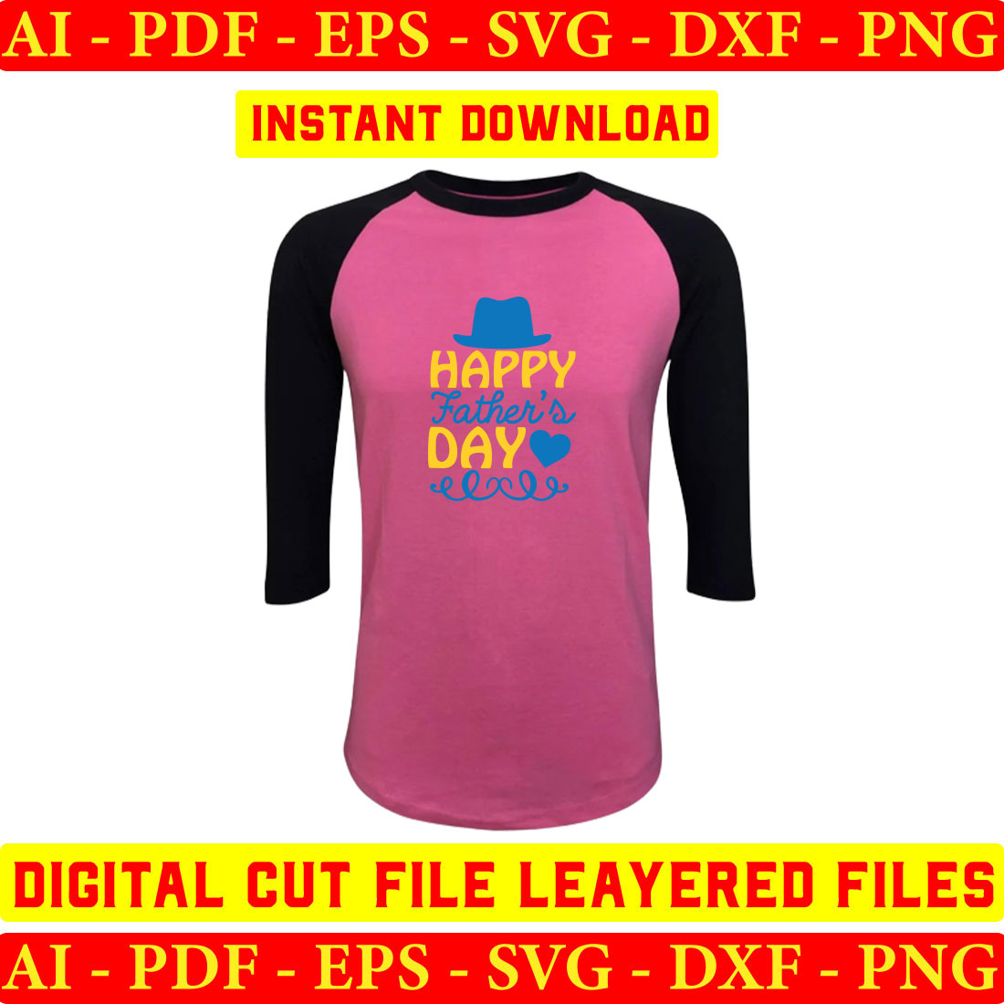 Pink and black shirt with the words happy father's day on it.