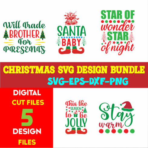 Christmas T-shirt Design SVG Bundle Free Volume-41 cover image.