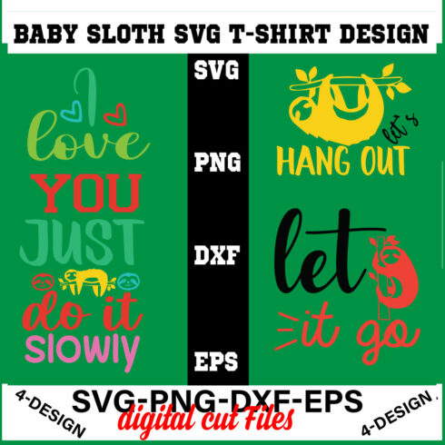 baby sloth SVG t-shirt design bundle sloth quotes svg, svg for cricut, cute sloth svg, Volume-03 cover image.