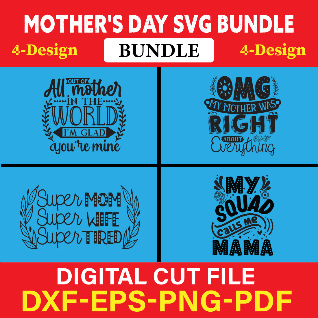 Mother's Day SVG T-shirt Design Bundle Vol-43 cover image.