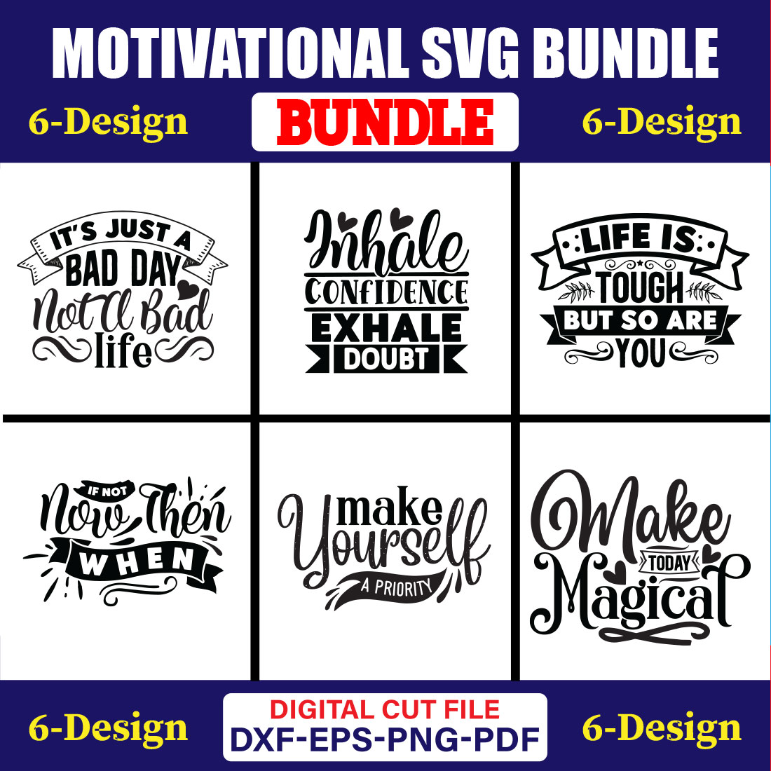 Motivational SVG T-shirt Design Bundle Vol-08 cover image.