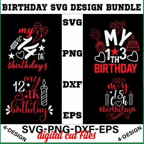 birthday svg design bundle Happy birthday svg bundle hand lettered birthday svg birthday party svg Volume-30 cover image.