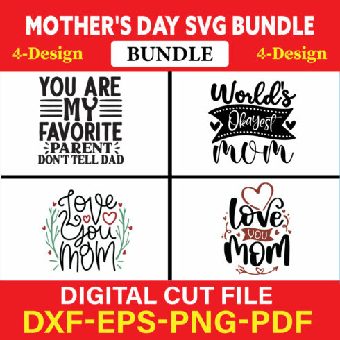 Mother's Day SVG T-shirt Design Bundle Vol-53 cover image.