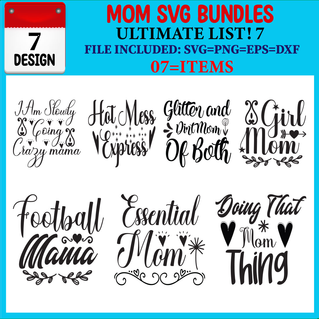 Mom SVG 07 T-shirt Design Bundle cover image.