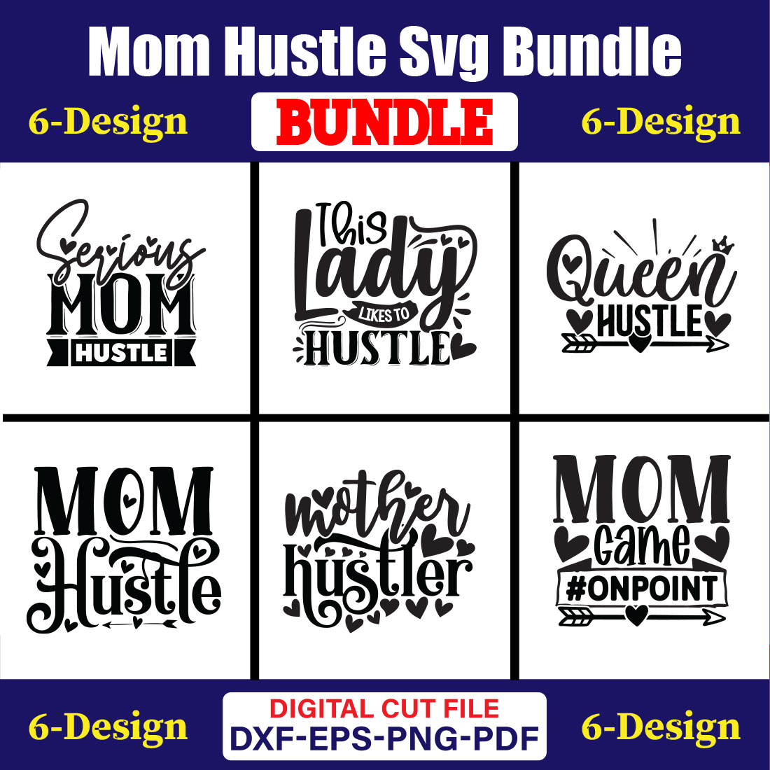 Mom Hustle T-shirt Design Bundle Vol-02 cover image.