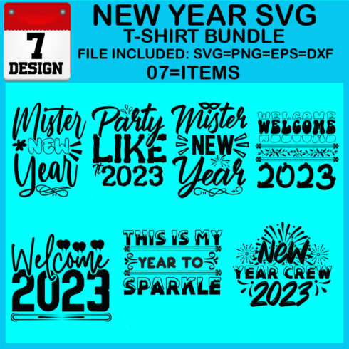 New Year 7 SVG T-shirt Bundle cover image.