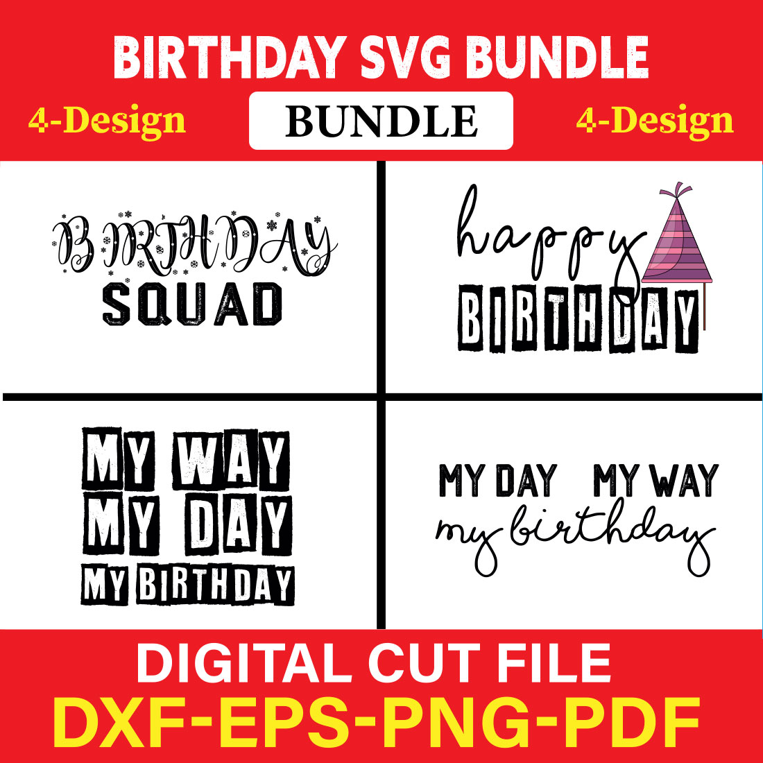 Birthday SVG T-shirt Design Bundle Vol-22 cover image.
