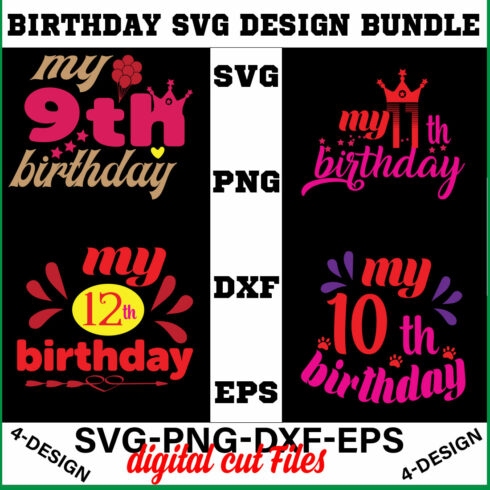 birthday svg design bundle Happy birthday svg bundle hand lettered birthday svg birthday party svg Volume-19 cover image.