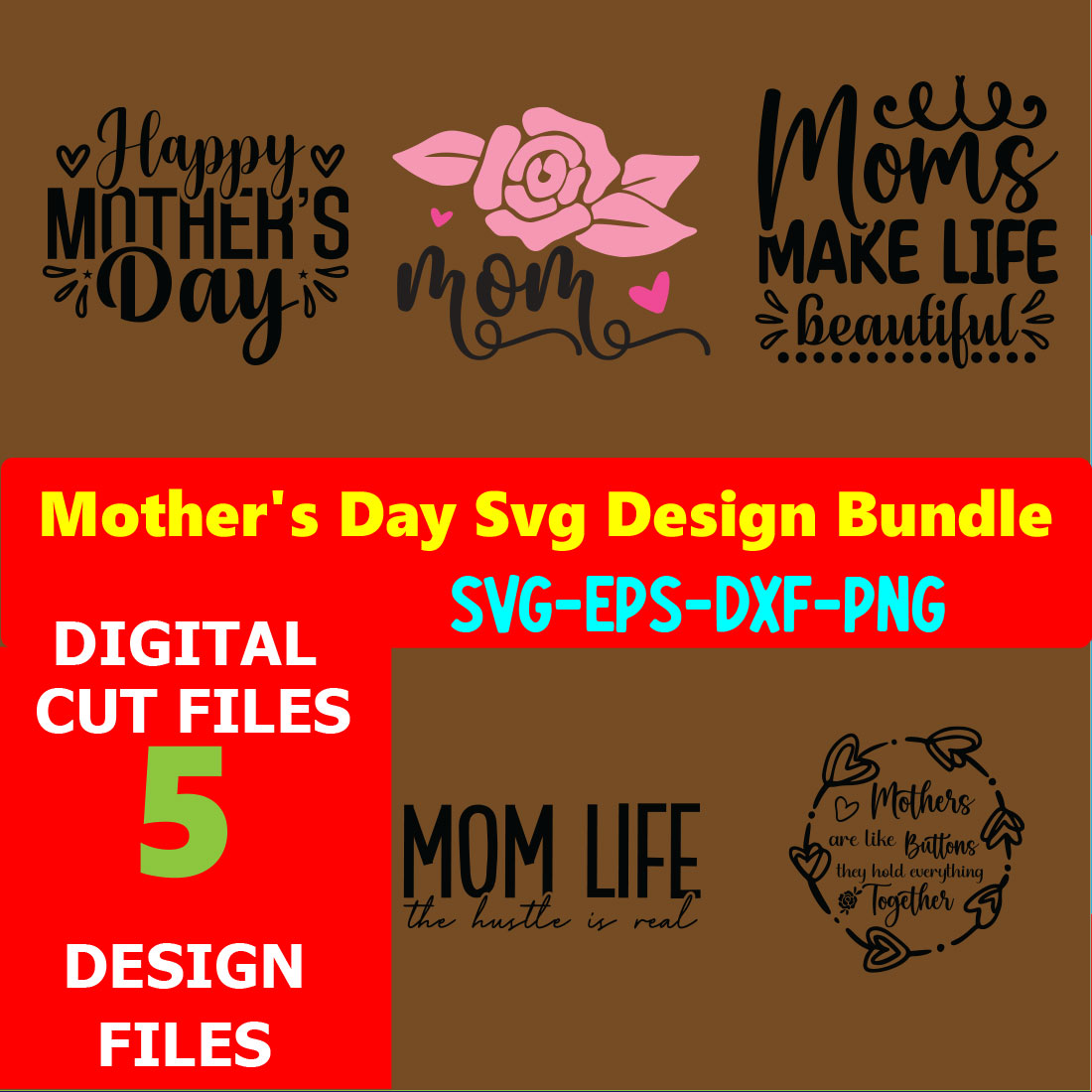 Mom SVG T-shirt Design Bundle Volume-13 cover image.