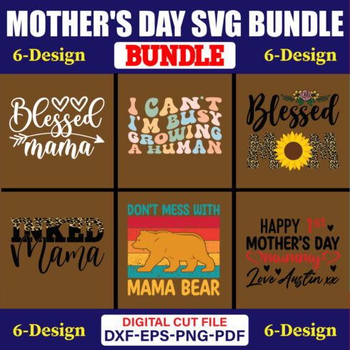 Mother's Day SVG T-shirt Design Bundle Vol-47 cover image.