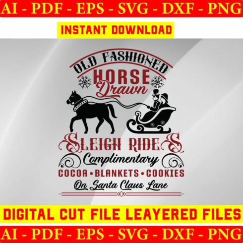 Old Fashioned Horse Drawn Sleigh Rides Complimentary Cocoa Blankets Cookies On Santa Claus Lane cover image.