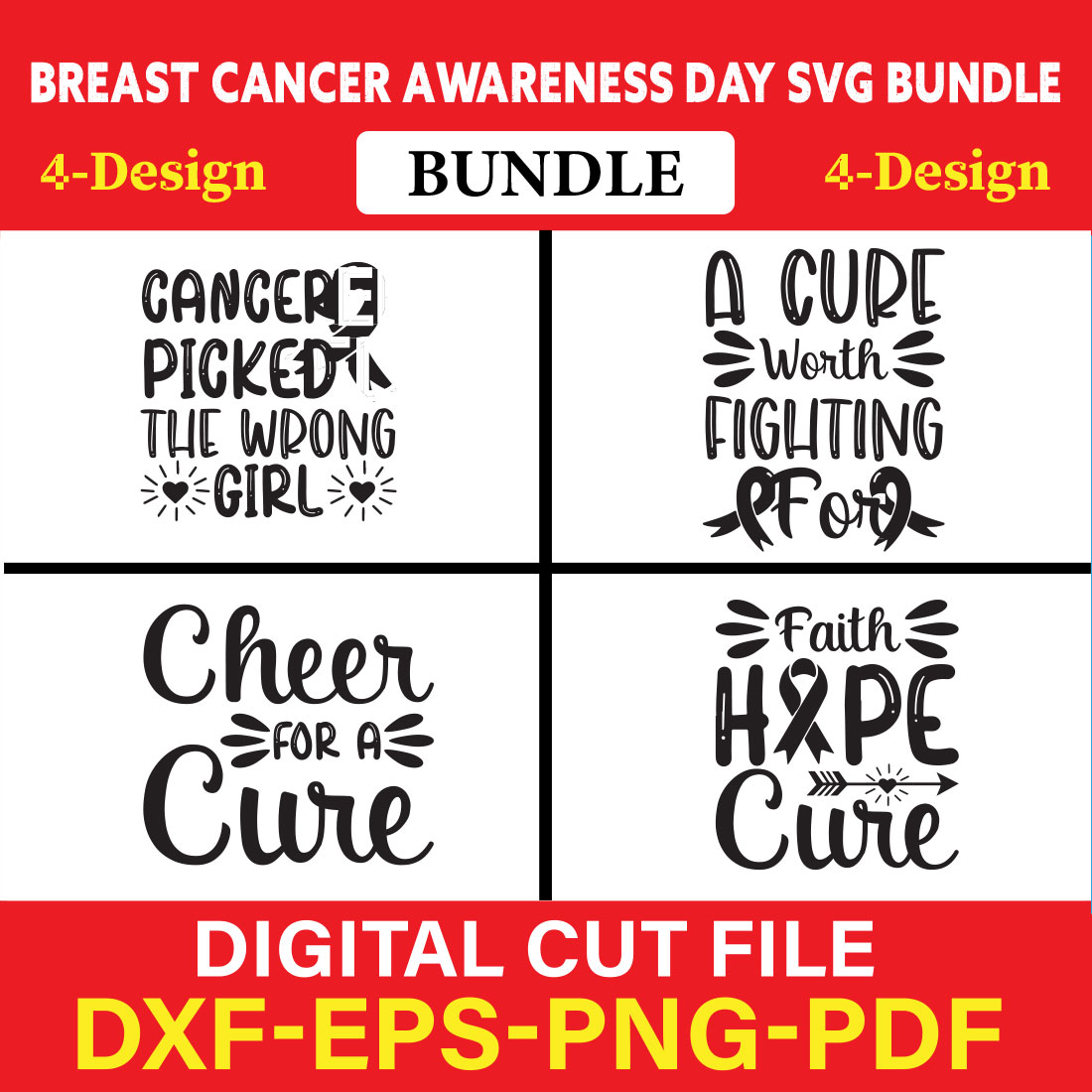 Breast Cancer Awareness T-shirt Design Bundle Vol-1 cover image.