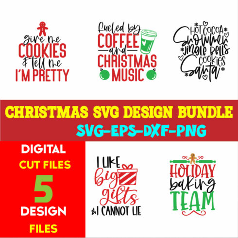 Christmas T-shirt Design SVG Bundle Free Volume-48 cover image.