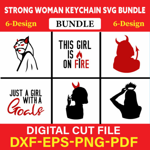 Strong Woman Keychain T-shirt Design Bundle Vol-3 cover image.