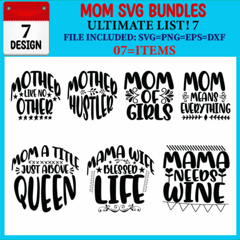 Mom SVG 07 T-shirt Design Bundle cover image.