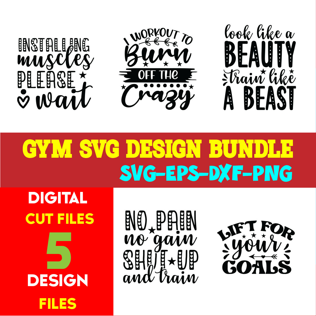 Gym T-shirt Design Bundle Volume-05 cover image.