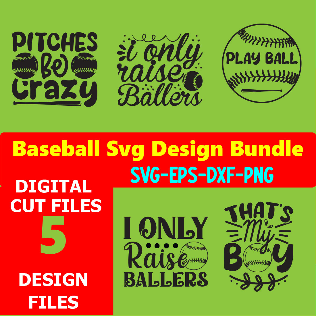 Baseball SVG T-shirt Design Bundle Volume-07 cover image.