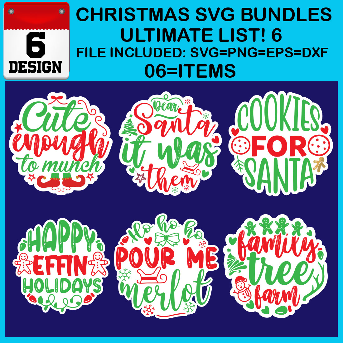 Ultimate List! 6 Christmas SVG Free Bundles cover image.