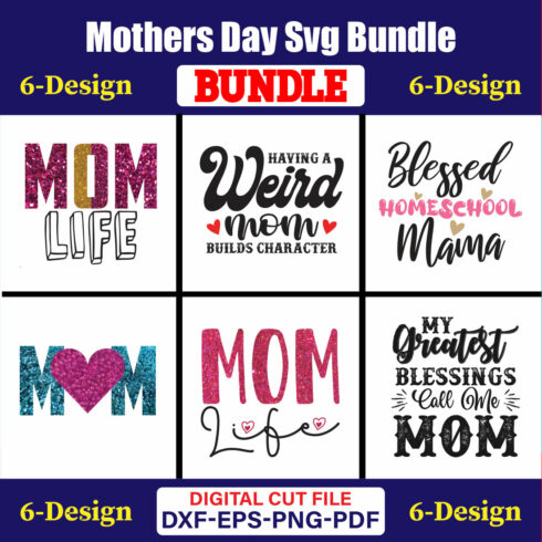 Mothers Day SVG Bundle, Mom life svg, Mama svg, Funny Mom Svg, Blessed mama svg, Mom of boys girls svg-Vol-115 cover image.