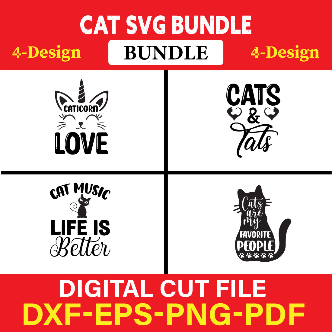 Cat SVG T-shirt Design Bundle Vol-4 cover image.