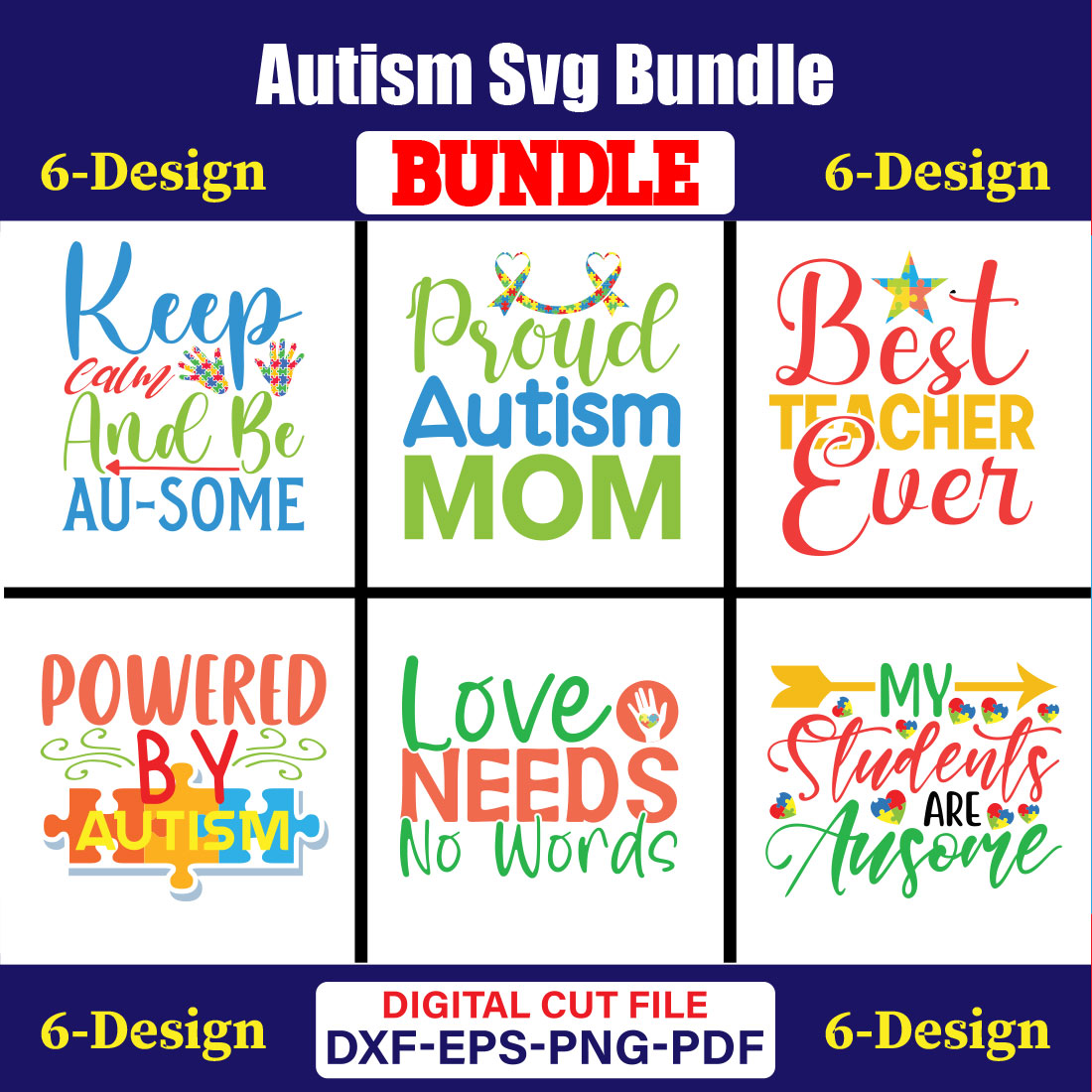 Autism Day T-shirt Design Bundle Vol-07 cover image.