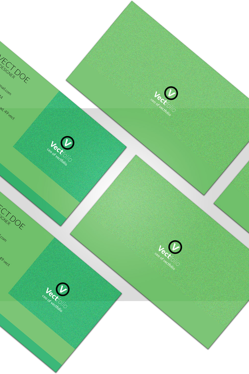 Green minimal business card template pinterest preview image.