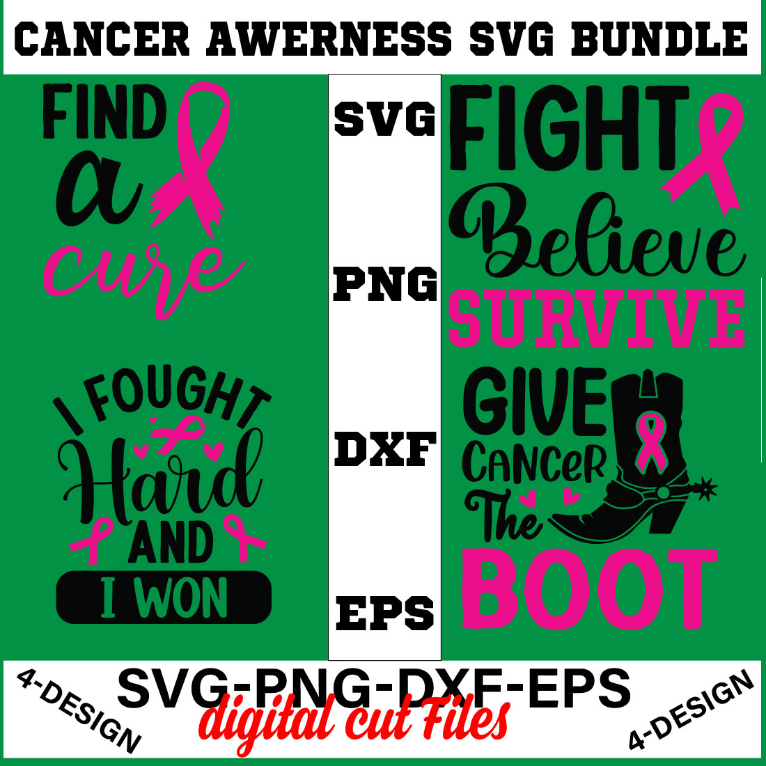 Cancer Awareness SVG T-shirt Design Bundle Volume-03 cover image.