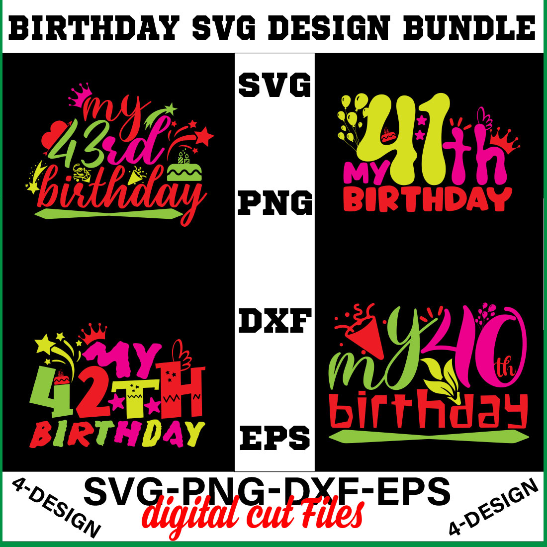 birthday svg design bundle Happy birthday svg bundle hand lettered birthday svg birthday party svg Volume-11 cover image.