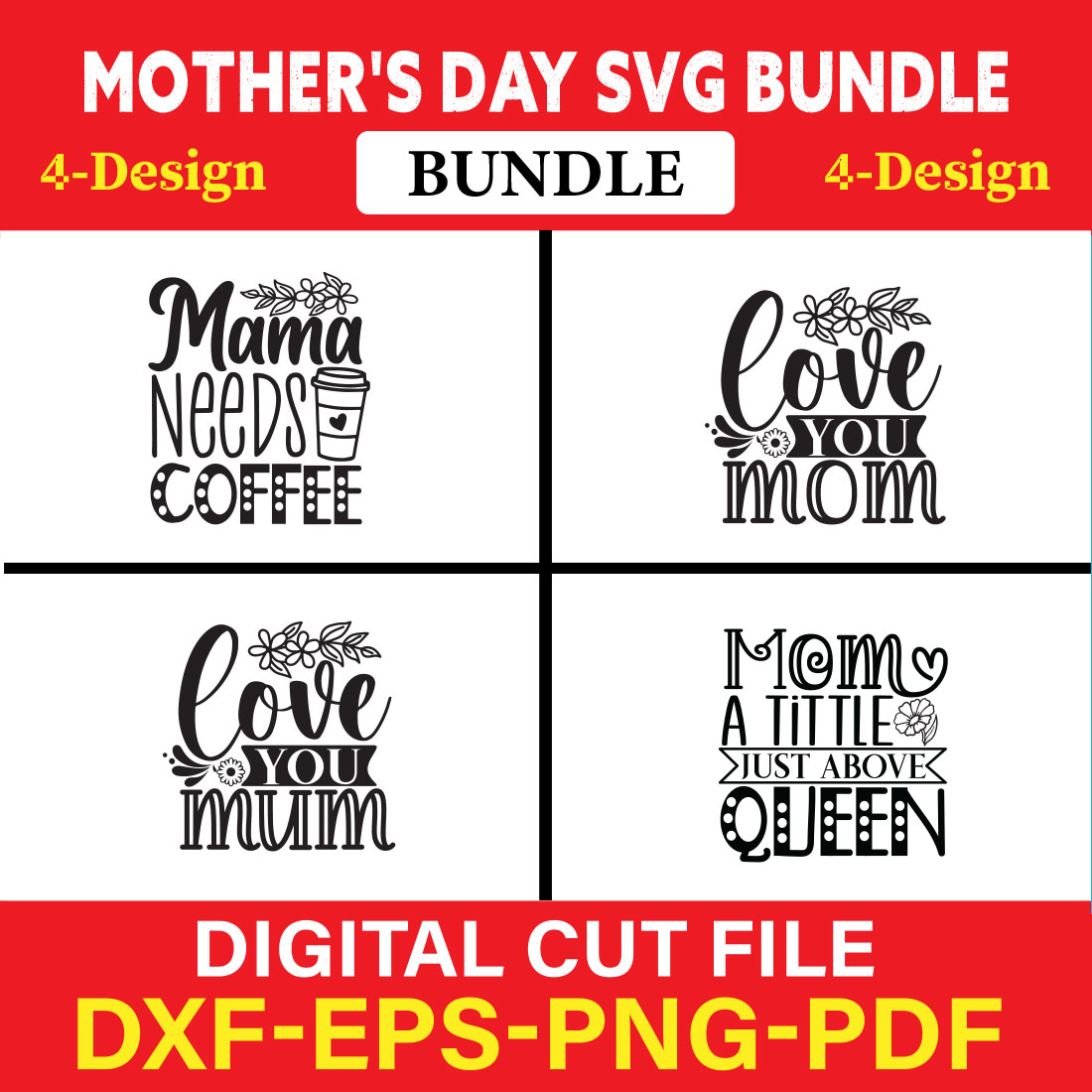 Mother's Day SVG T-shirt Design Bundle Vol-36 cover image.