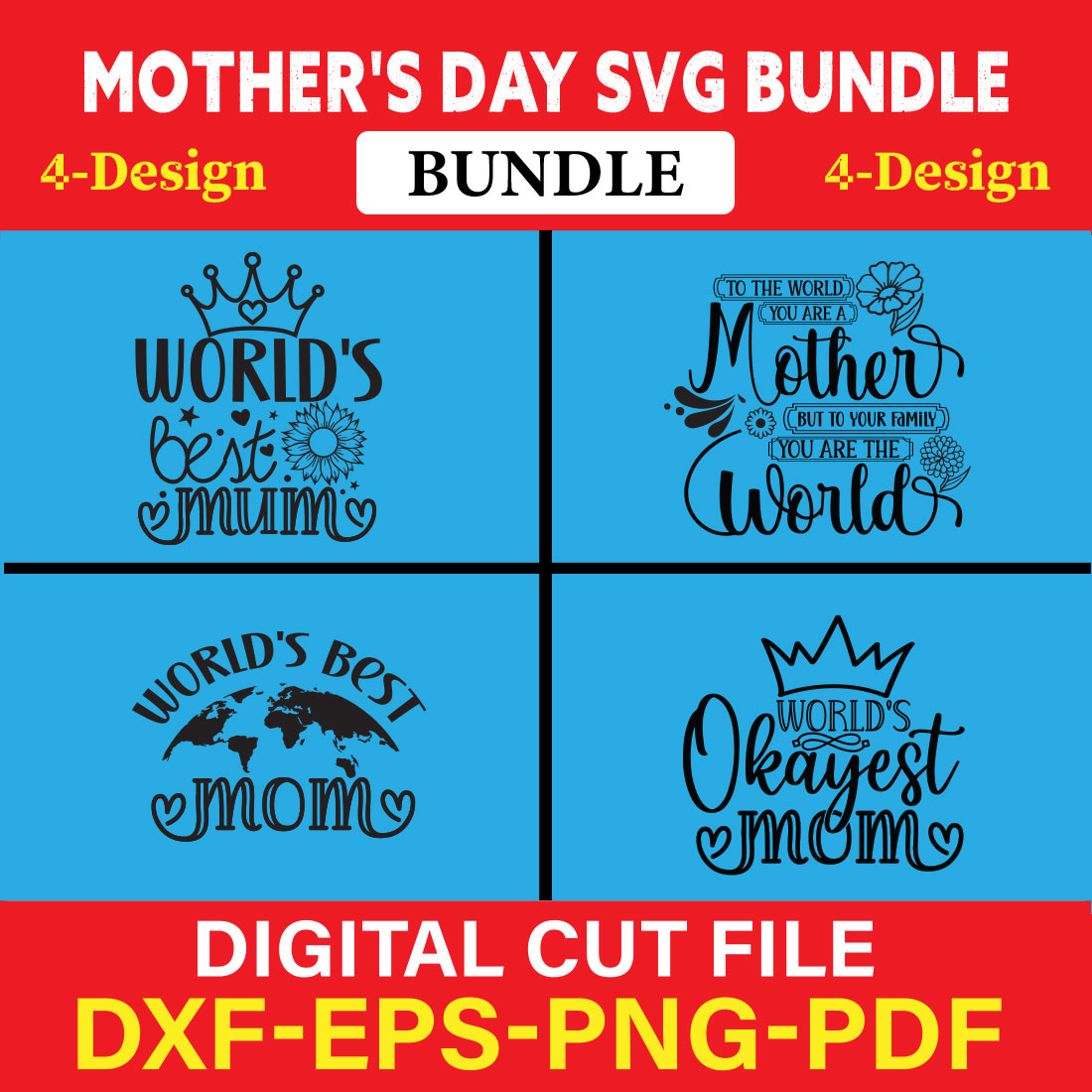 Mother's Day SVG T-shirt Design Bundle Vol-45 cover image.