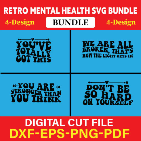 Retro Mental Health T-shirt Design Bundle Vol-2 cover image.