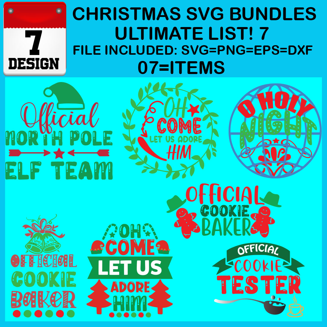 Free Ultimate List! 7 Christmas SVG Bundles cover image.