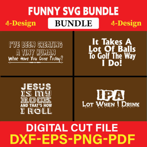 Funny SVG T-shirt Design Bundle Vol-44 cover image.