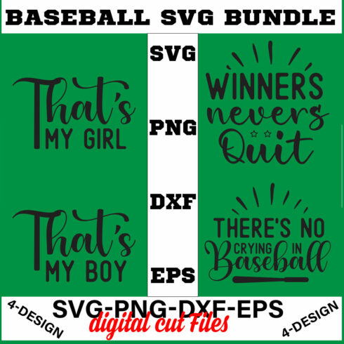 Baseball SVG T-shirt Design Bundle Volume-04 cover image.