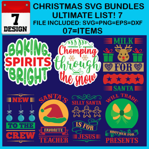 Free Ultimate List! 7 Christmas SVG Bundles cover image.