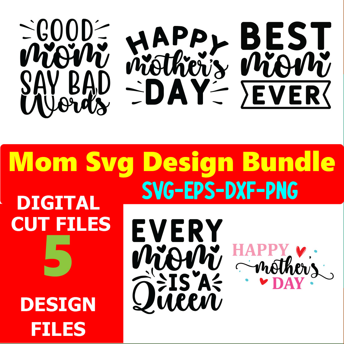 Mom SVG T-shirt Design Bundle Volume-05 cover image.