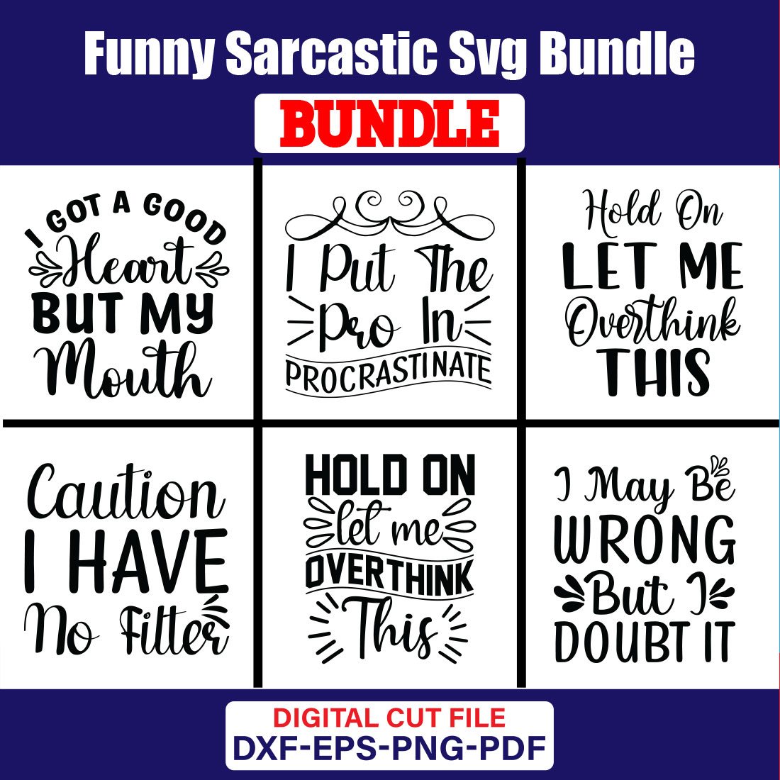 Funny Sarcastic T-shirt Design Bundle Vol-01 cover image.