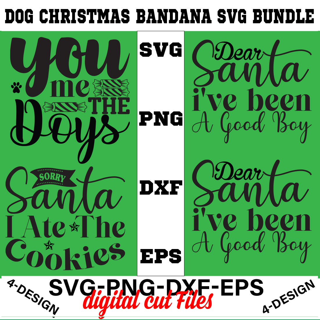 Dog Christmas Bandana SVG Bundle Vol-03 cover image.