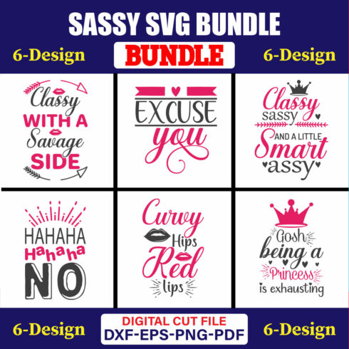 Sassy SVG T-shirt Design Bundle Vol-01 cover image.