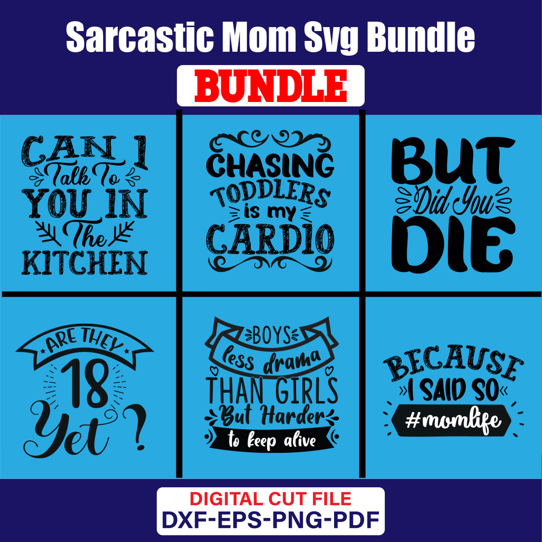 Sarcastic Mom SVG T-shirt Design Bundle Vol-01 cover image.