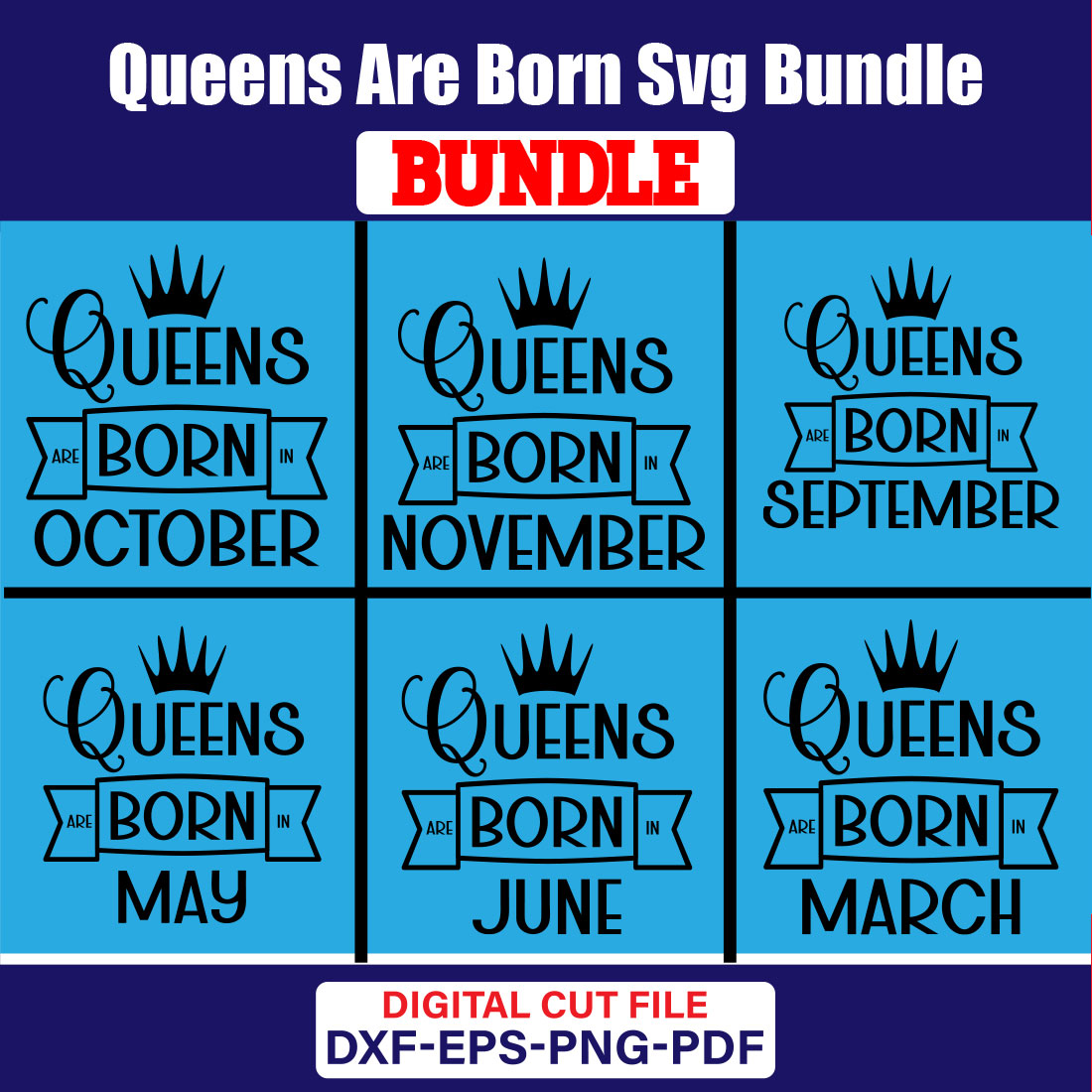 Queens Are Born SVG T-shirt Design Bundle Vol-02 cover image.